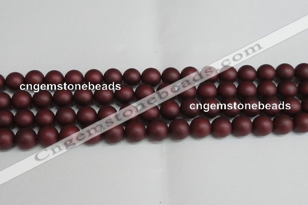 CSB1454 15.5 inches 12mm matte round shell pearl beads wholesale