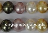 CSB156 15.5 inches 12*15mm – 13*16mm oval mixed color shell pearl beads