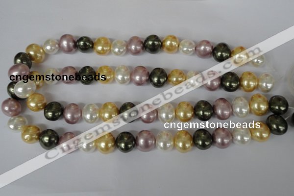 CSB156 15.5 inches 12*15mm – 13*16mm oval mixed color shell pearl beads