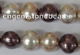 CSB157 15.5 inches 12*15mm – 13*16mm oval mixed color shell pearl beads