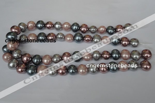 CSB159 15.5 inches 12*15mm – 13*16mm oval mixed color shell pearl beads