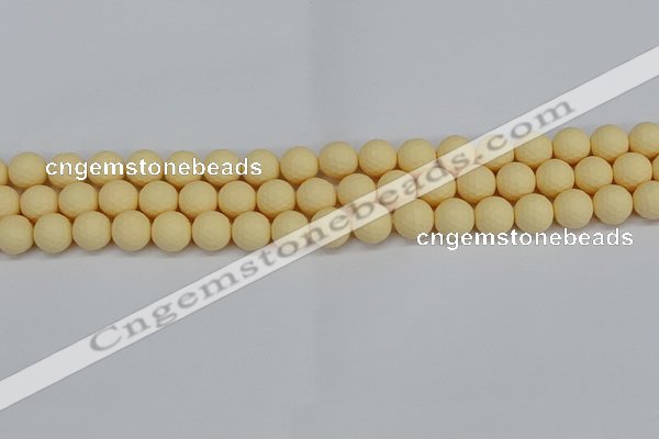 CSB1801 15.5 inches 6mm faceetd round matte shell pearl beads