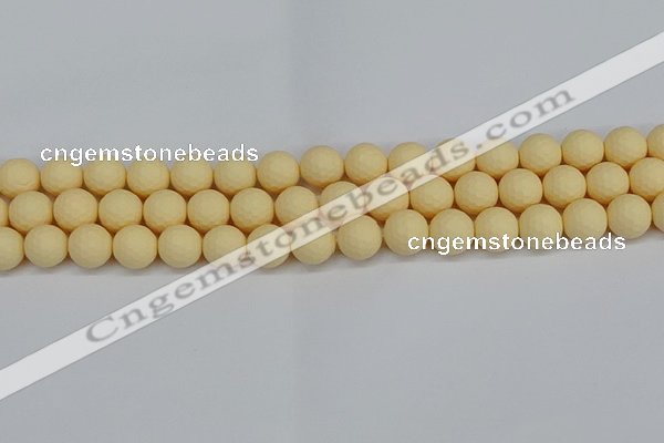 CSB1802 15.5 inches 8mm faceetd round matte shell pearl beads