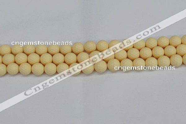 CSB1802 15.5 inches 8mm faceetd round matte shell pearl beads