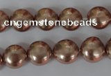 CSB182 15.5 inches 12mm flat round shell pearl beads wholesale