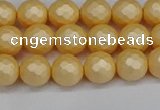 CSB1821 15.5 inches 6mm faceetd round matte shell pearl beads
