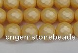 CSB1822 15.5 inches 8mm faceetd round matte shell pearl beads