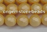 CSB1824 15.5 inches 12mm faceetd round matte shell pearl beads