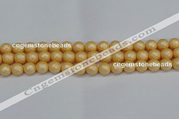 CSB1824 15.5 inches 12mm faceetd round matte shell pearl beads