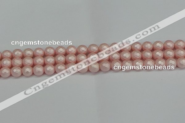 CSB1832 15.5 inches 8mm faceetd round matte shell pearl beads