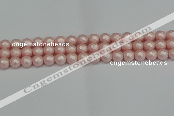 CSB1833 15.5 inches 10mm faceetd round matte shell pearl beads