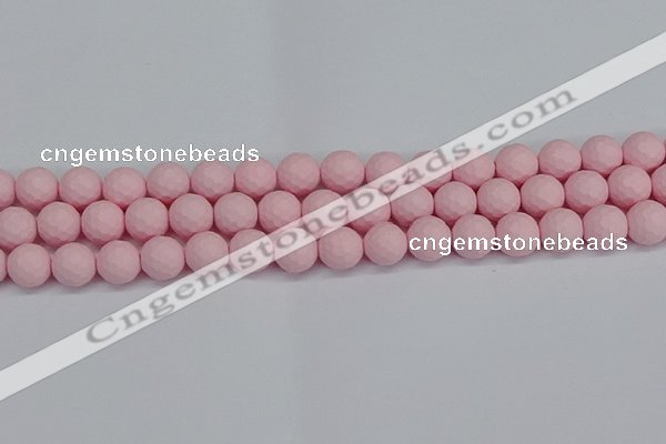 CSB1842 15.5 inches 8mm faceetd round matte shell pearl beads