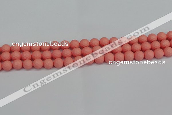 CSB1851 15.5 inches 6mm faceetd round matte shell pearl beads