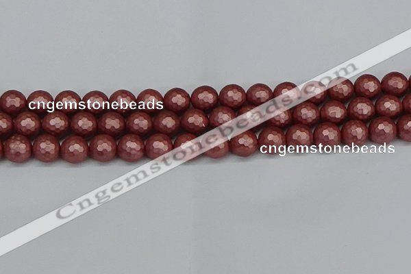 CSB1863 15.5 inches 10mm faceetd round matte shell pearl beads