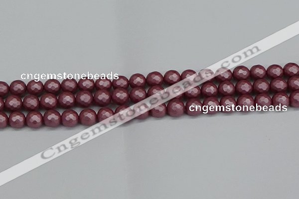 CSB1871 15.5 inches 6mm faceetd round matte shell pearl beads