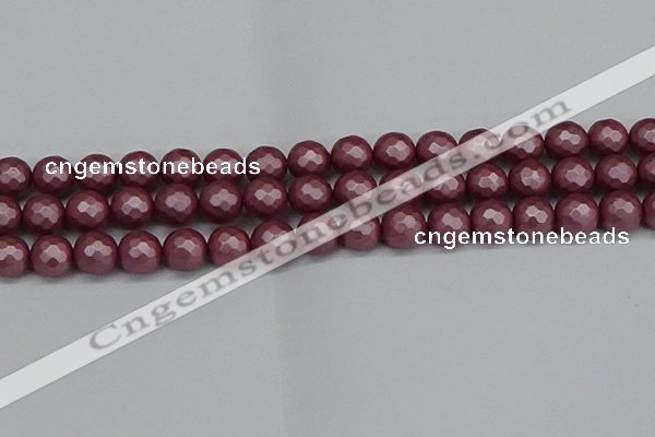 CSB1873 15.5 inches 10mm faceetd round matte shell pearl beads