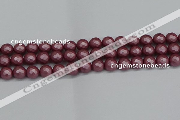 CSB1874 15.5 inches 12mm faceetd round matte shell pearl beads