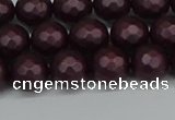 CSB1881 15.5 inches 6mm faceted round matte shell pearl beads