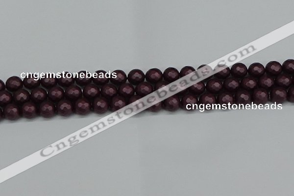 CSB1881 15.5 inches 6mm faceted round matte shell pearl beads