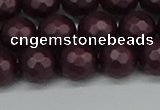 CSB1882 15.5 inches 8mm faceted round matte shell pearl beads