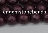 CSB1882 15.5 inches 8mm faceted round matte shell pearl beads