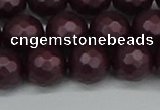 CSB1883 15.5 inches 10mm faceted round matte shell pearl beads
