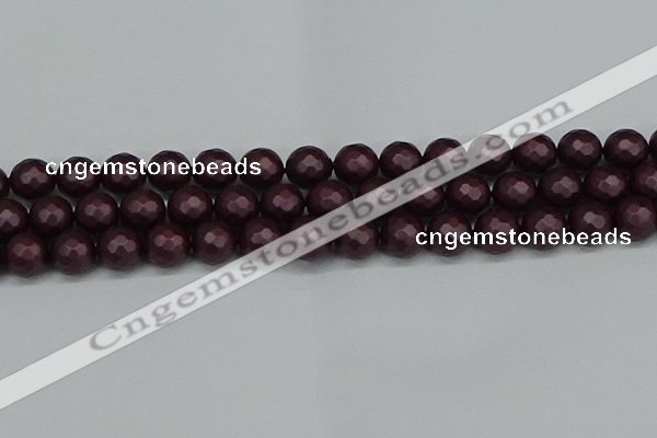 CSB1883 15.5 inches 10mm faceted round matte shell pearl beads