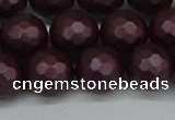 CSB1884 15.5 inches 12mm faceted round matte shell pearl beads