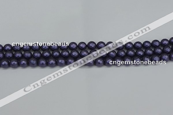 CSB1891 15.5 inches 6mm faceted round matte shell pearl beads