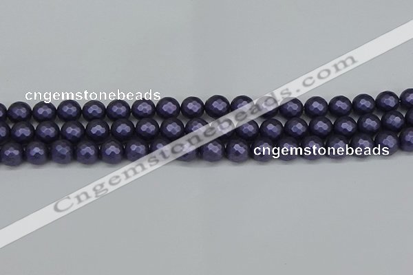 CSB1892 15.5 inches 8mm faceted round matte shell pearl beads