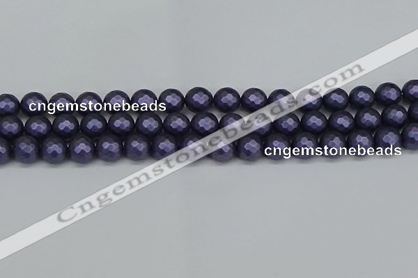 CSB1893 15.5 inches 10mm faceted round matte shell pearl beads