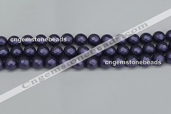 CSB1894 15.5 inches 12mm faceted round matte shell pearl beads