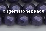 CSB1895 15.5 inches 14mm faceted round matte shell pearl beads