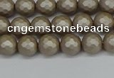 CSB1901 15.5 inches 6mm faceted round matte shell pearl beads