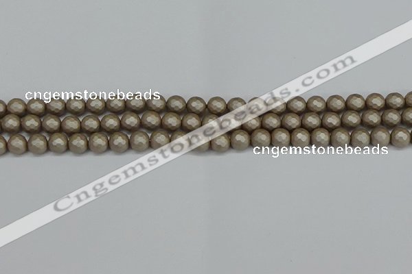 CSB1901 15.5 inches 6mm faceted round matte shell pearl beads