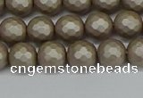 CSB1902 15.5 inches 8mm faceted round matte shell pearl beads