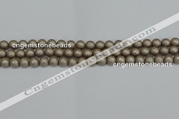 CSB1902 15.5 inches 8mm faceted round matte shell pearl beads