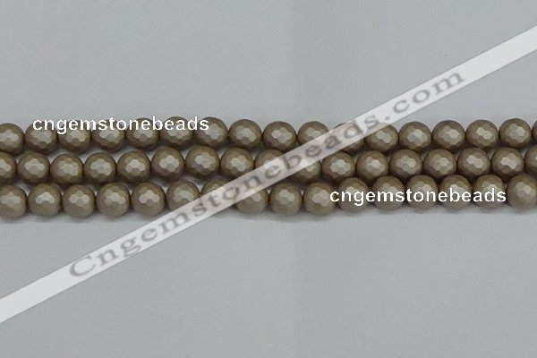 CSB1904 15.5 inches 12mm faceted round matte shell pearl beads