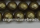 CSB1913 15.5 inches 10mm faceted round matte shell pearl beads