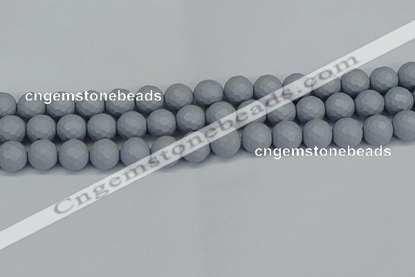 CSB1934 15.5 inches 12mm faceted round matte shell pearl beads