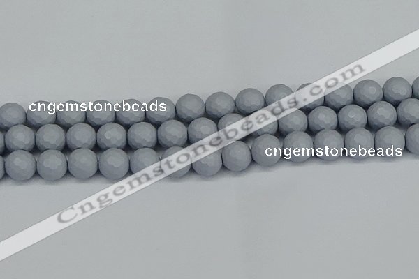 CSB1935 15.5 inches 14mm faceted round matte shell pearl beads