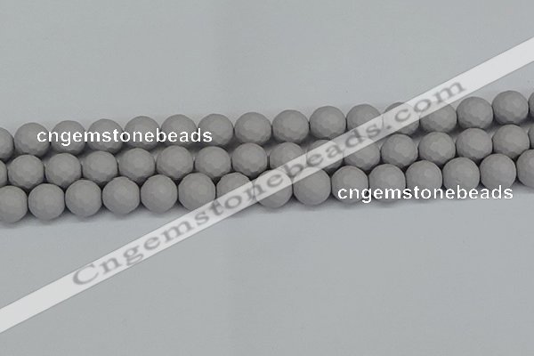 CSB1944 15.5 inches 12mm faceted round matte shell pearl beads