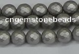 CSB1951 15.5 inches 6mm faceted round matte shell pearl beads