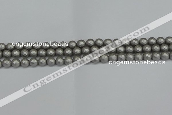 CSB1951 15.5 inches 6mm faceted round matte shell pearl beads