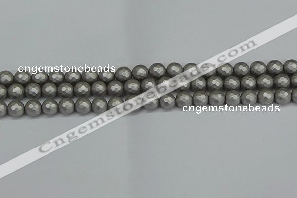 CSB1952 15.5 inches 8mm faceted round matte shell pearl beads