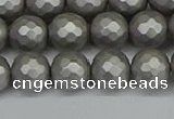 CSB1953 15.5 inches 10mm faceted round matte shell pearl beads