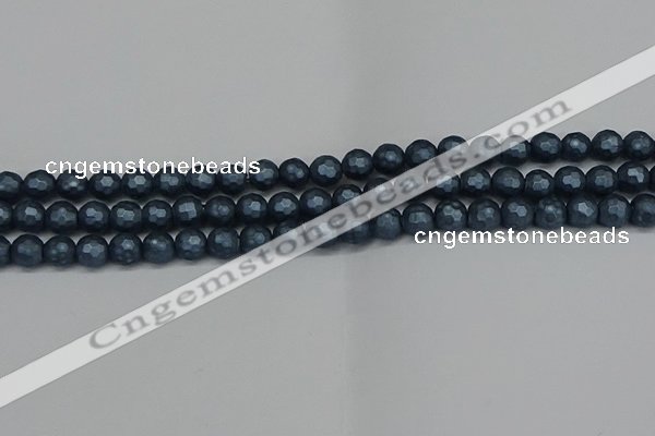 CSB1971 15.5 inches 6mm faceted round matte shell pearl beads