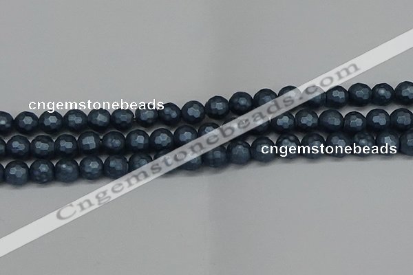 CSB1973 15.5 inches 10mm faceted round matte shell pearl beads