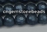 CSB1974 15.5 inches 12mm faceted round matte shell pearl beads