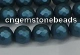 CSB1981 15.5 inches 6mm faceted round matte shell pearl beads